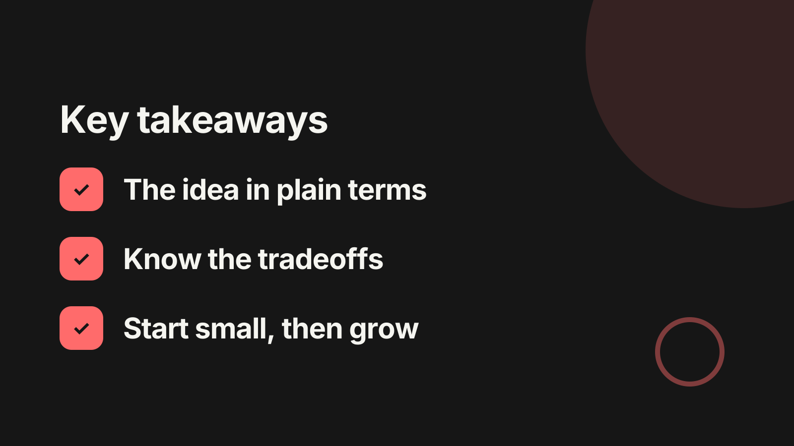 Technical talk: Key takeaways
