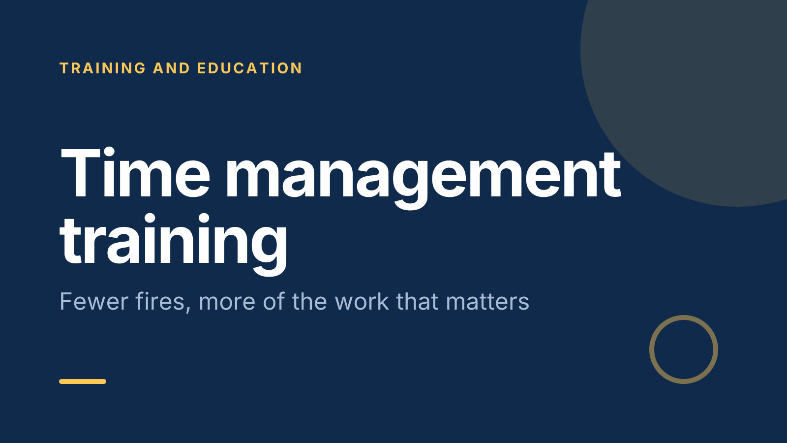 Time management training template: title slide