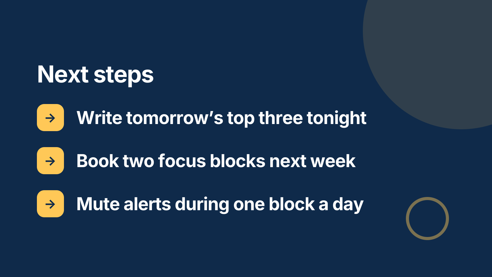 Time management training: Next steps