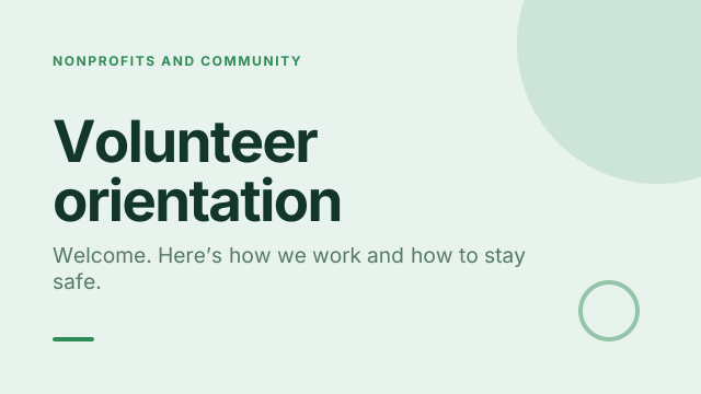 Volunteer orientation template cover