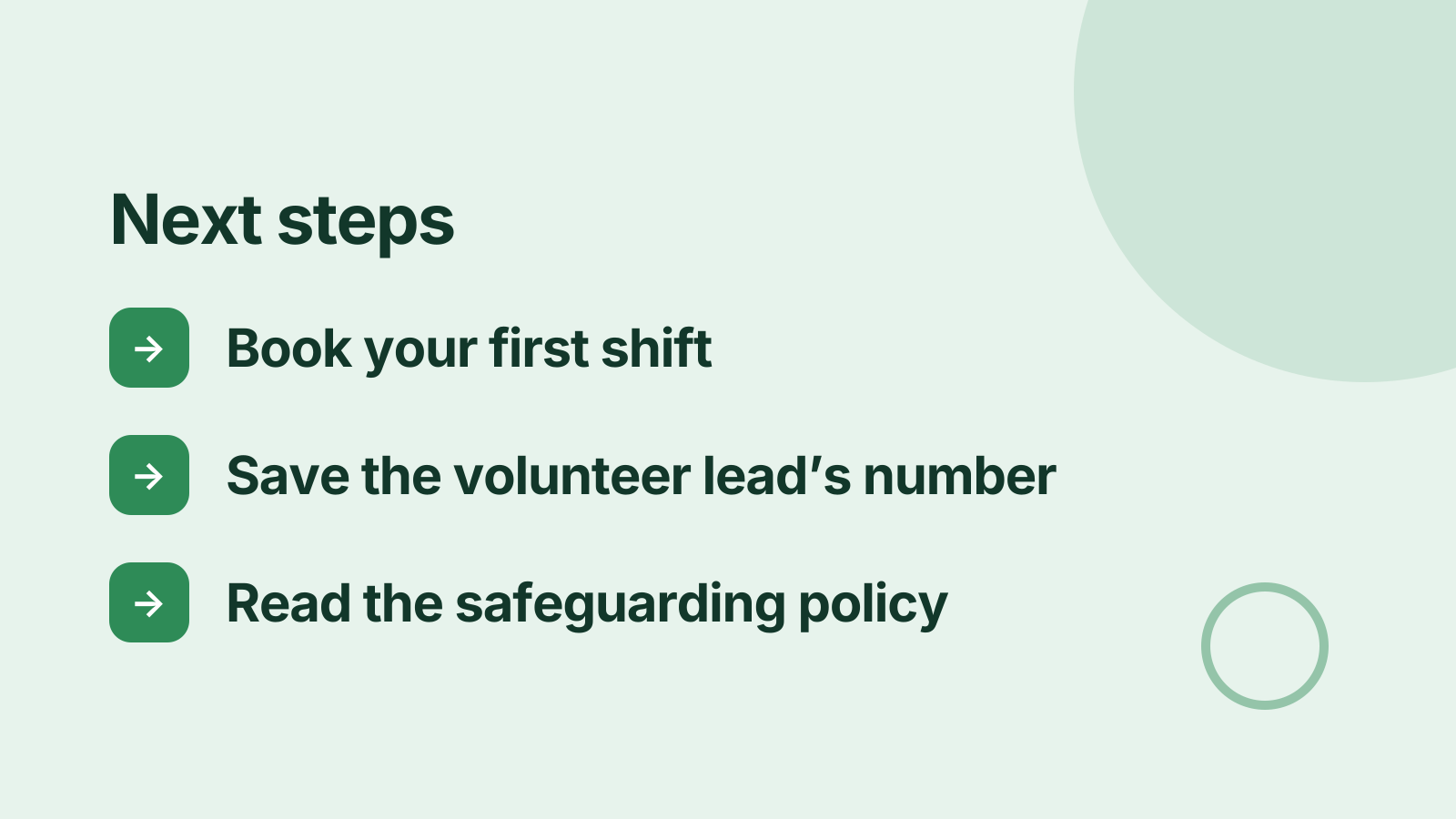 Volunteer orientation: Next steps