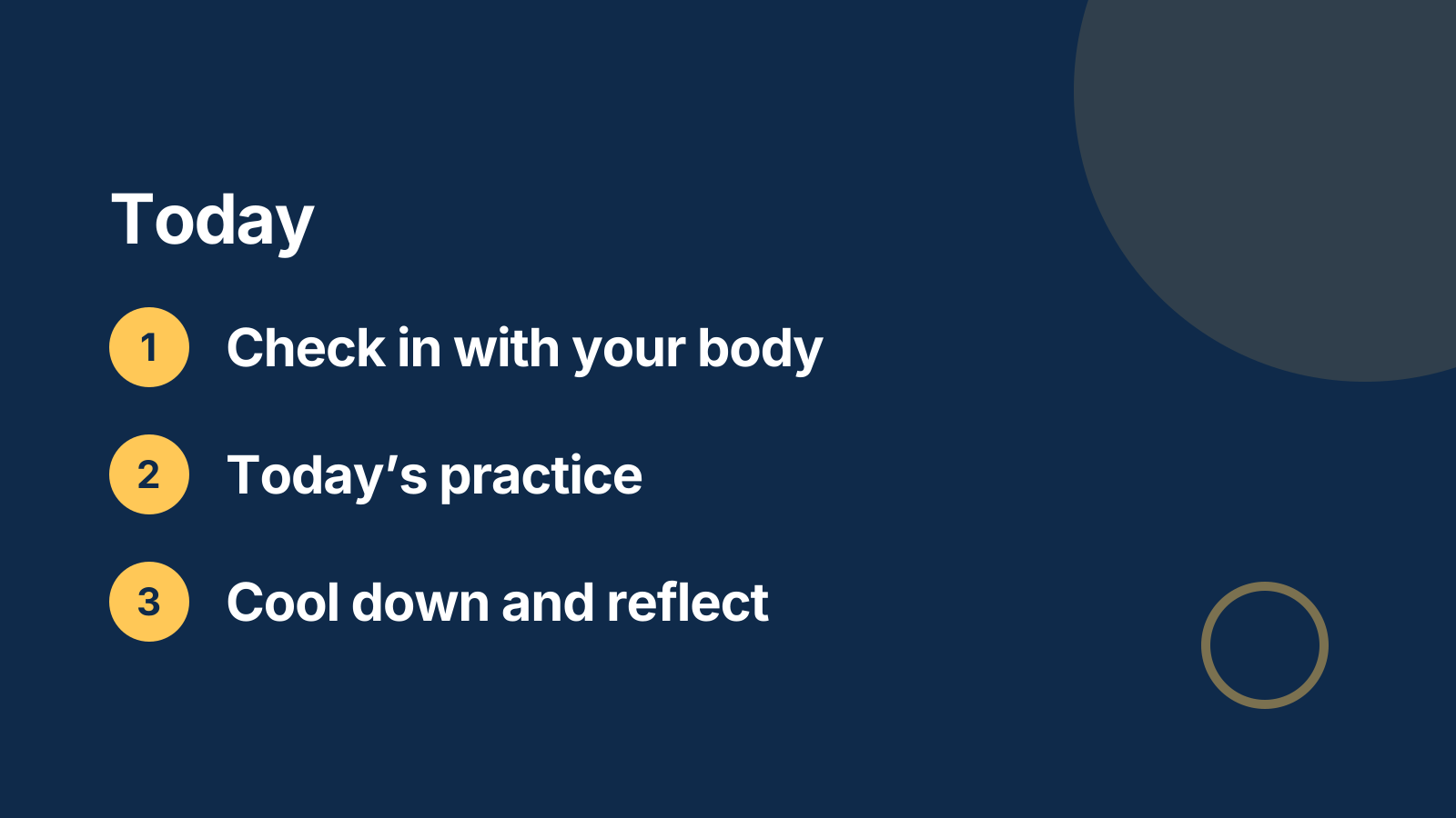 Fitness or wellness class: Agenda