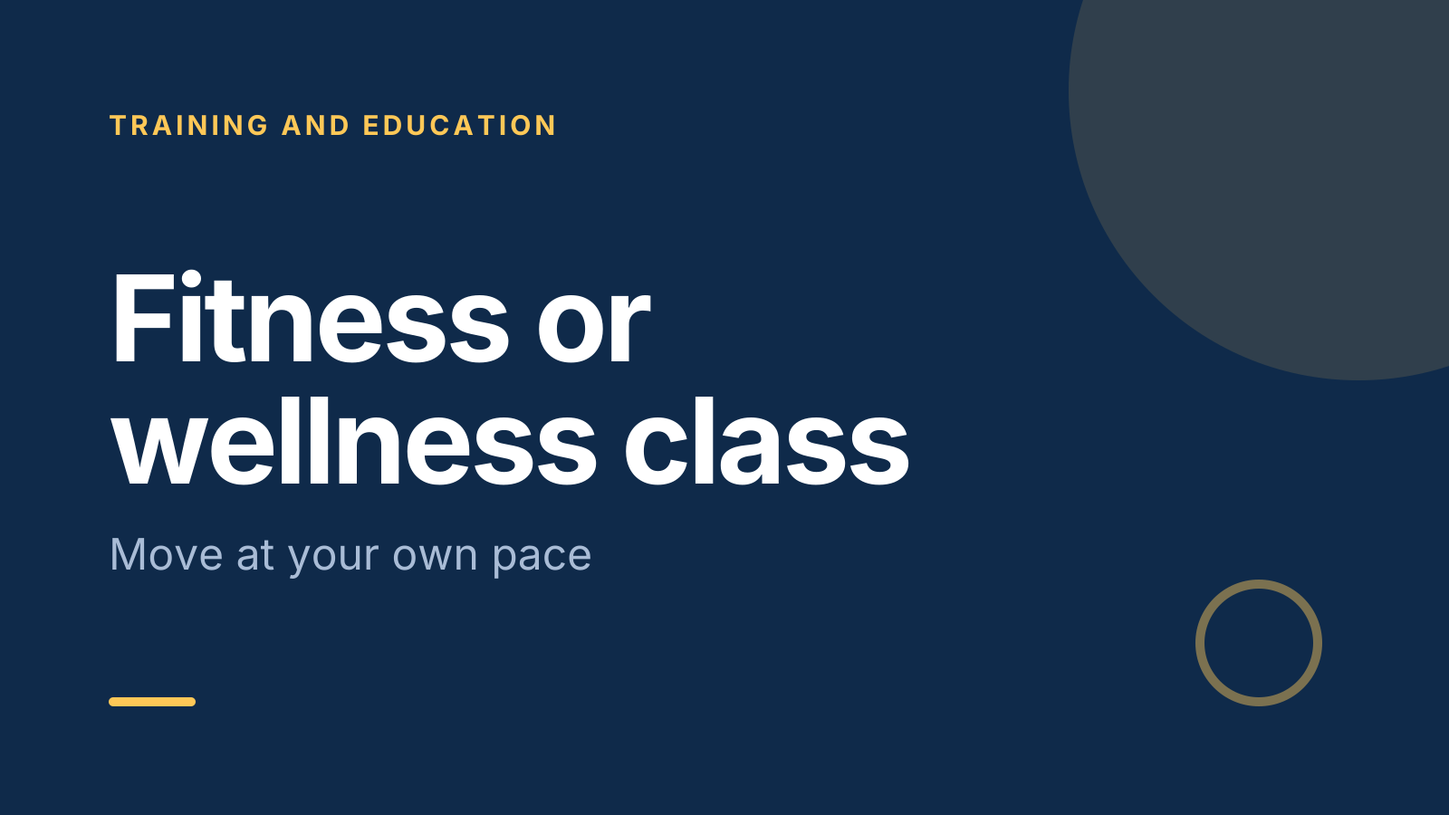 Fitness or wellness class template: title slide