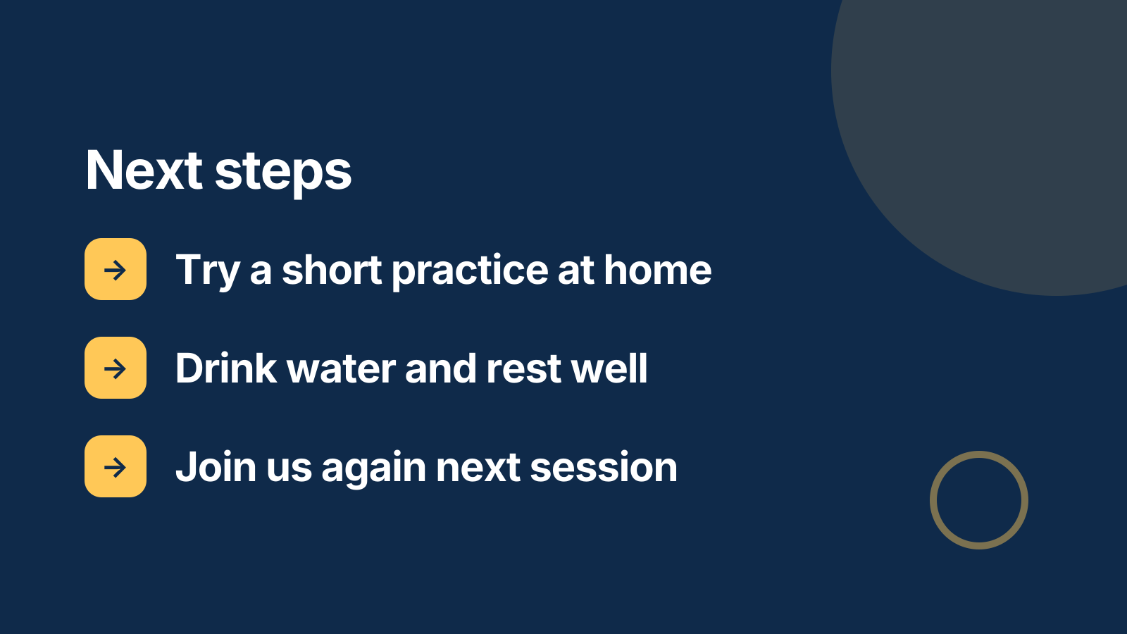 Fitness or wellness class: Next steps