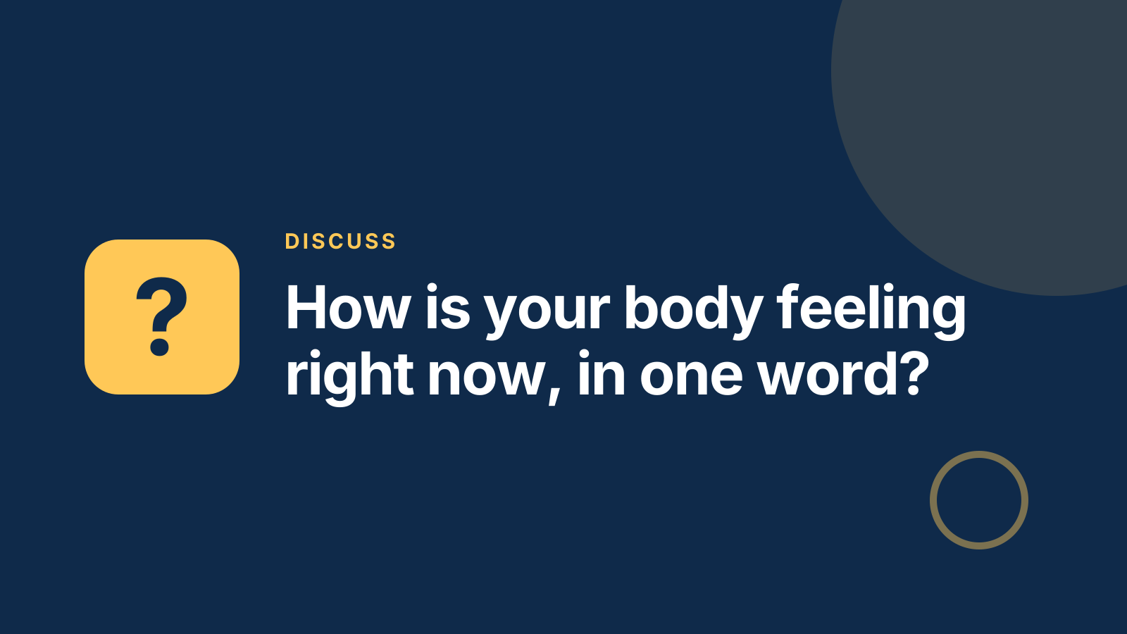 Fitness or wellness class: Discussion prompt